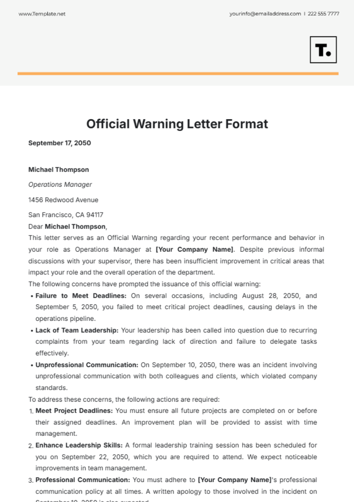 Free HR AWOL Letter Layout Template - Edit Online & Download | Template.net