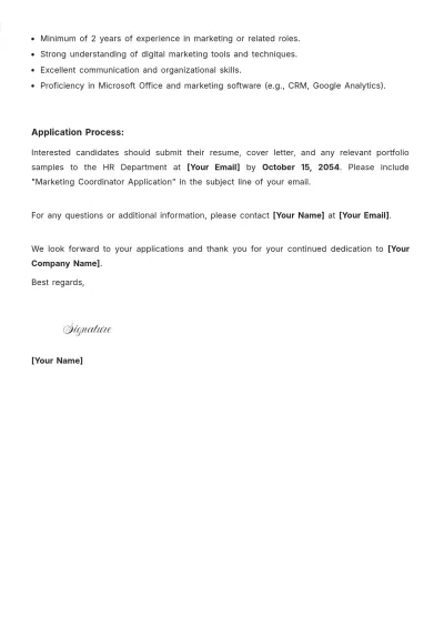 Free Job Notice Letter Template to Edit Online