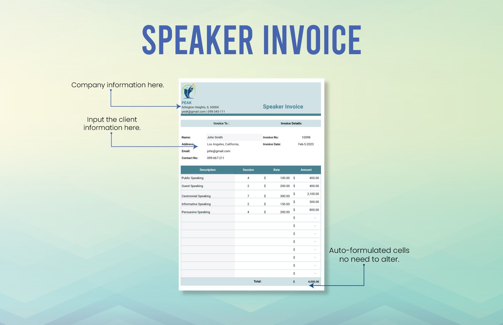 Speaker Invoice Template