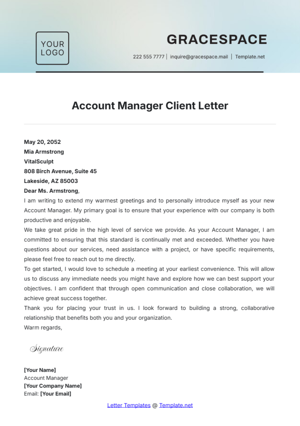 Account Manager Client Letter Template - Edit Online & Download