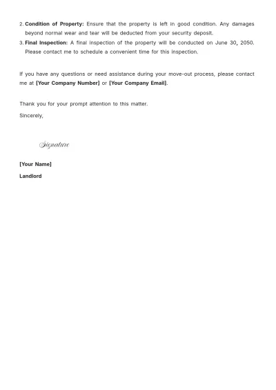 Free Notice to Vacate Letter Template to Edit Online