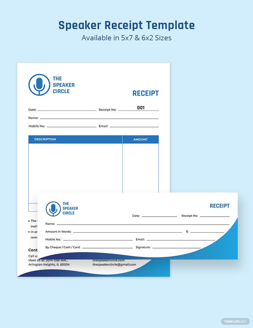 Speaker Receipt Template in Google Docs, Google Sheets, Word, Publisher, Illustrator, Pages, InDesign, PSD - Download | Template.net