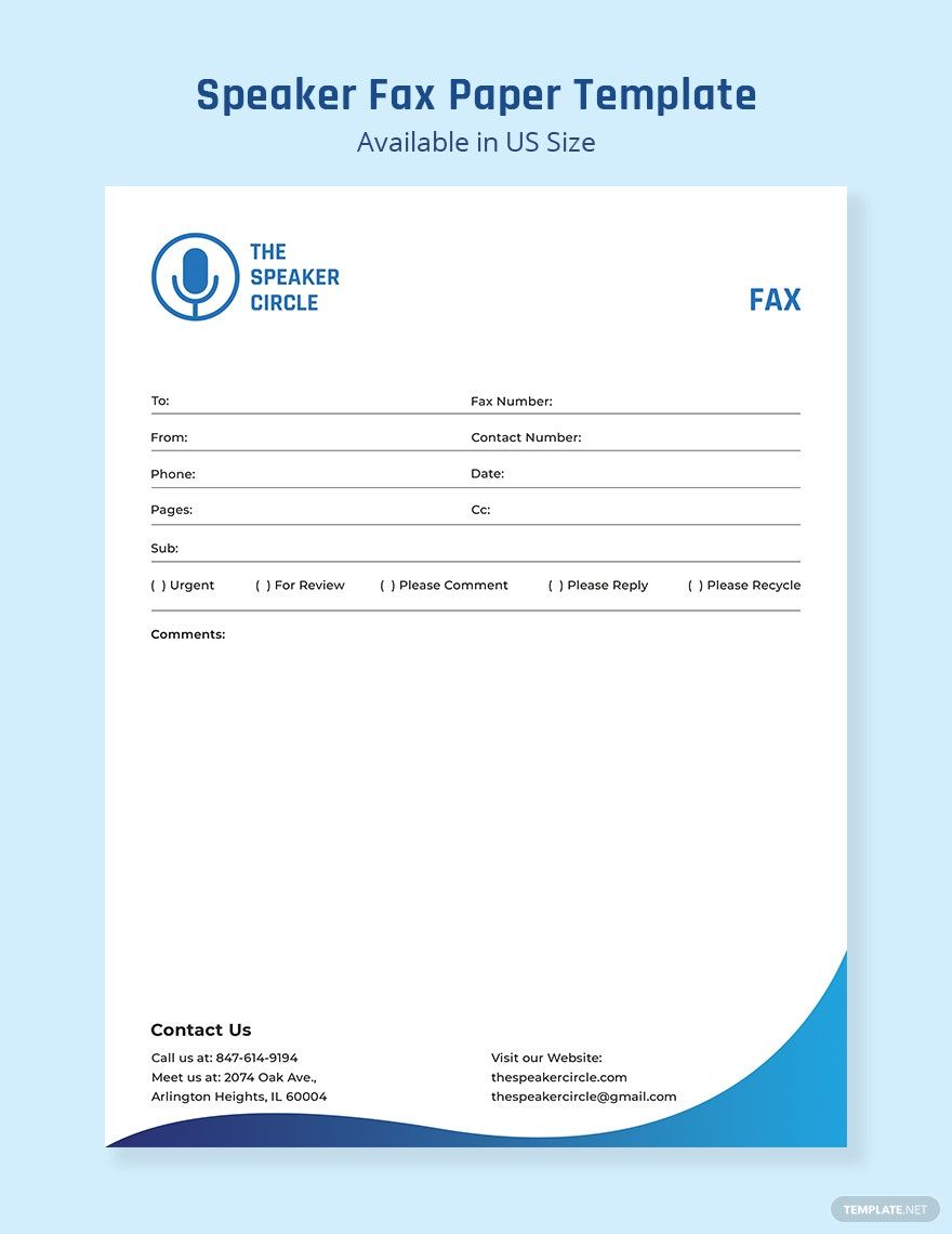Free Speaker Fax Paper Template
