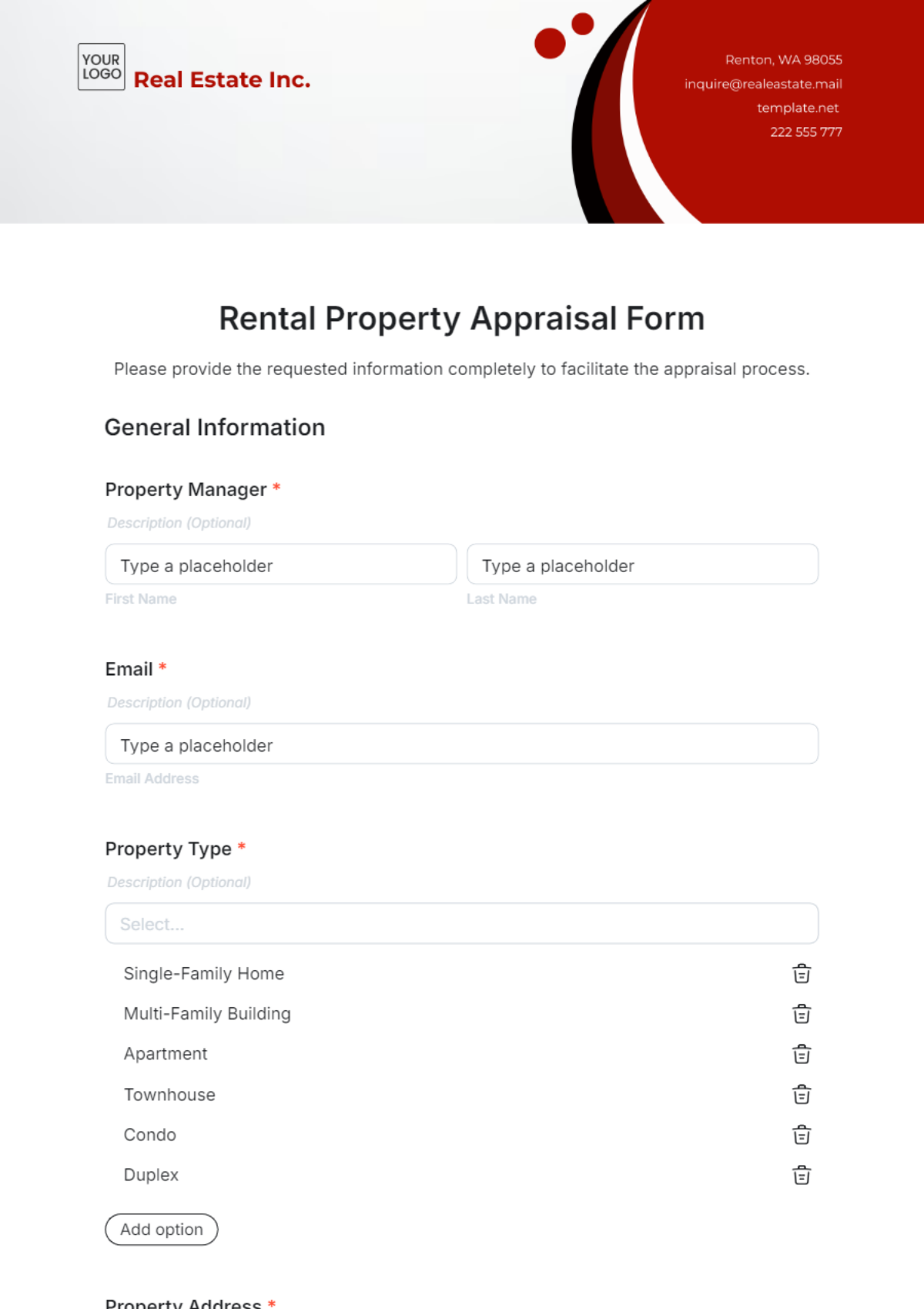 Free Rental Property Appraisal Form Template