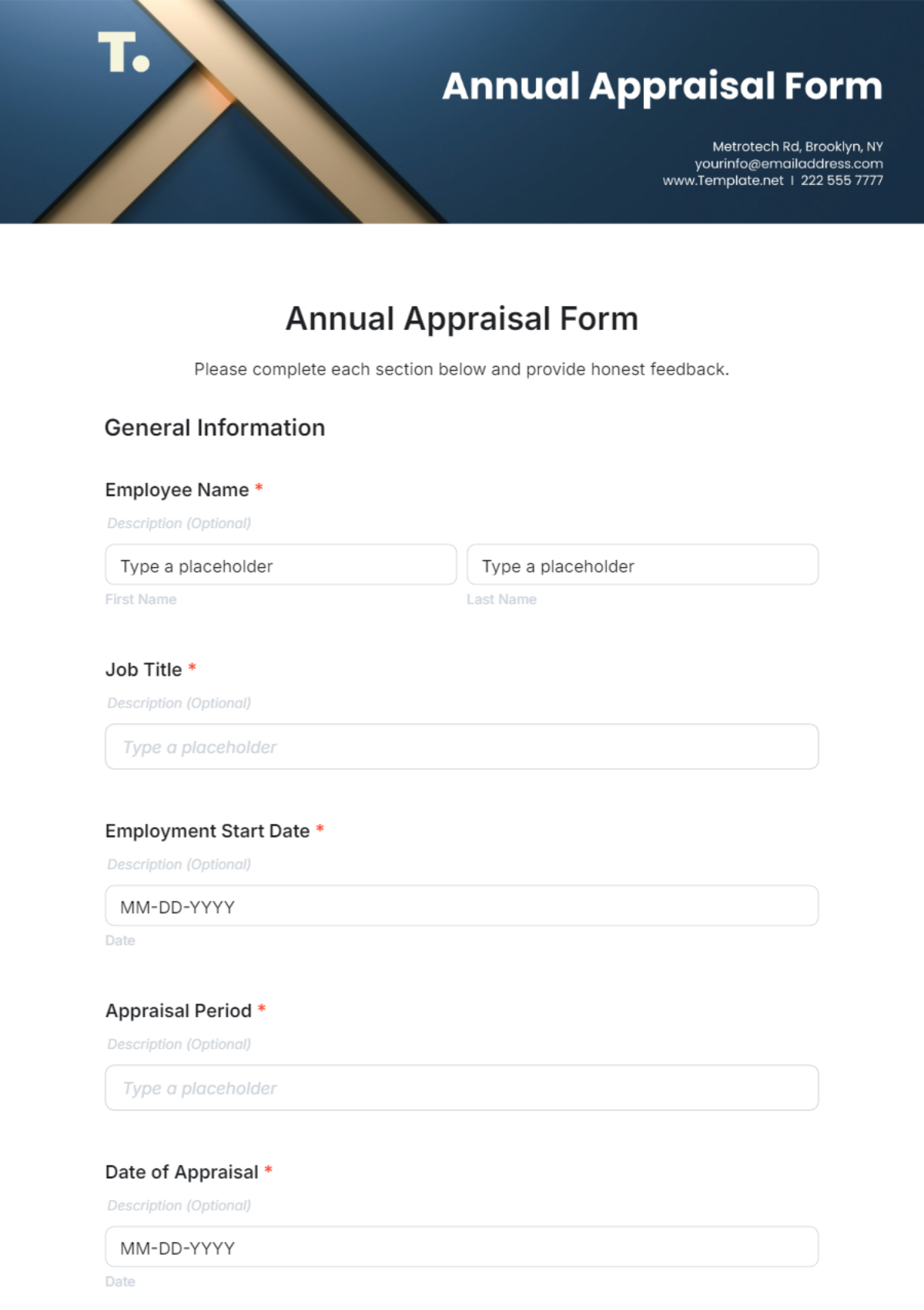 Annual Appraisal Form Template - Edit Online & Download