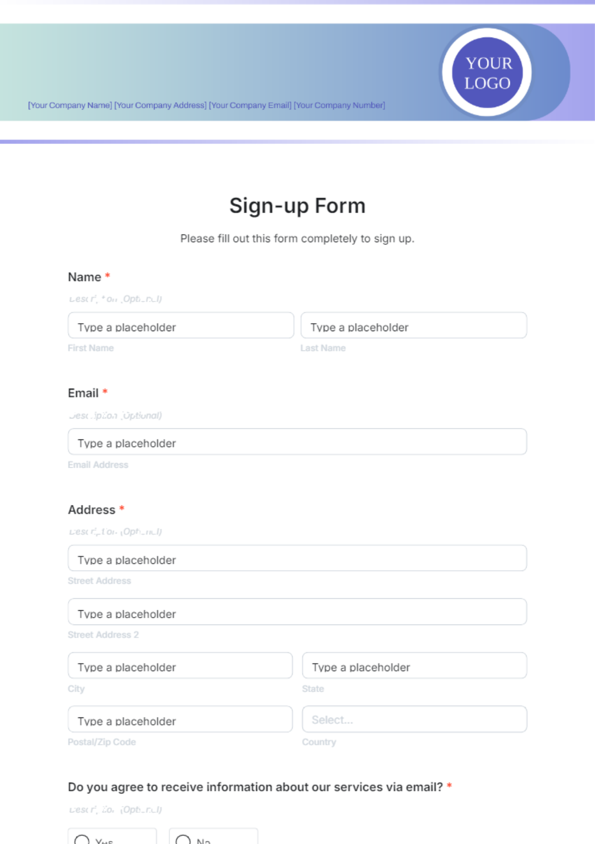 Sign-up Form Template