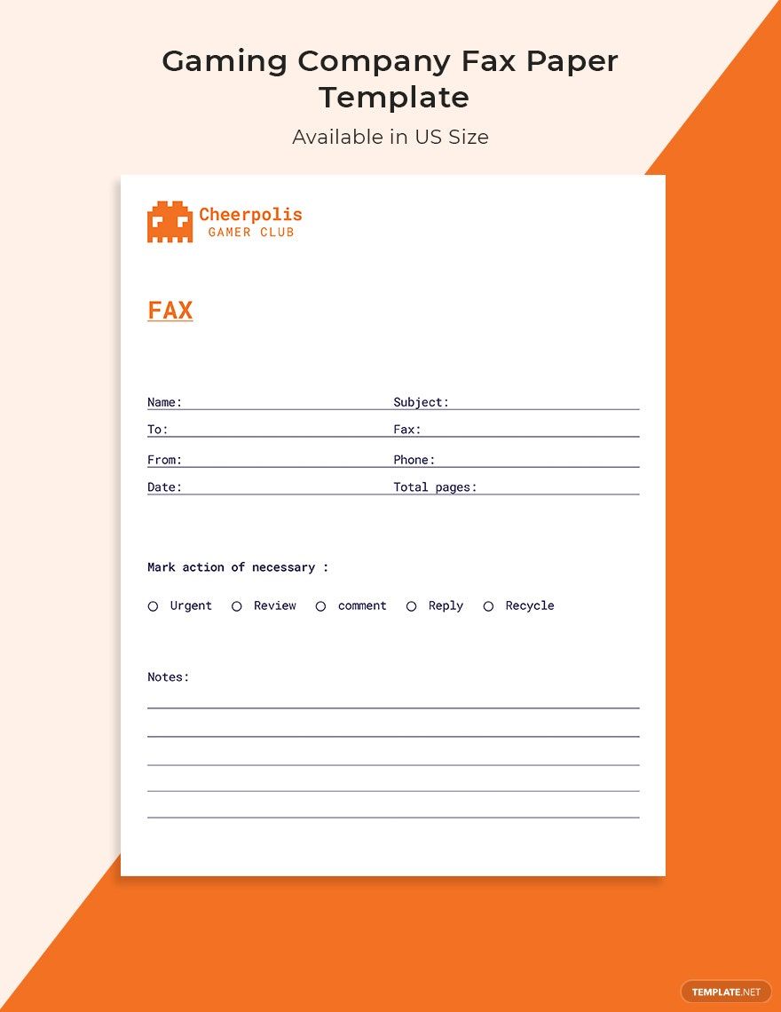 Free Gaming Company Fax Paper Template