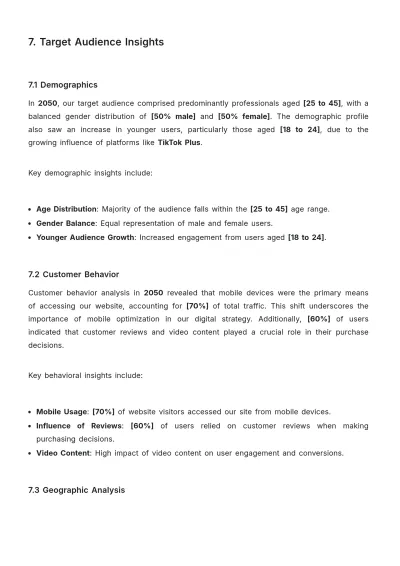 Free Digital Marketing Performance Report Template to Edit Online