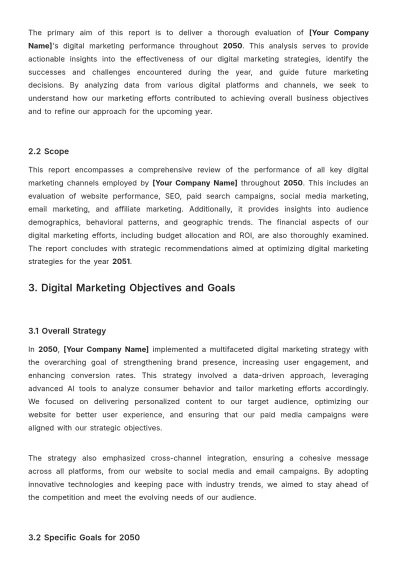 Free Digital Marketing Performance Report Template to Edit Online