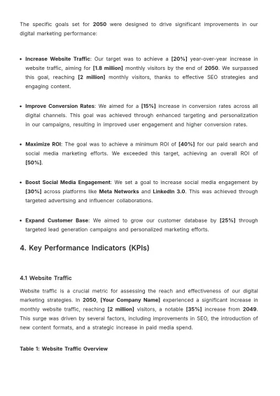 Free Digital Marketing Performance Report Template to Edit Online