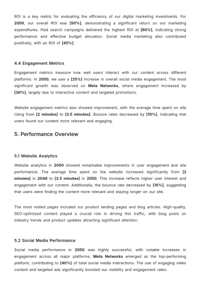Free Digital Marketing Performance Report Template to Edit Online
