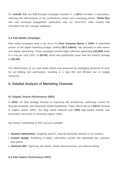 Free Digital Marketing Performance Report Template to Edit Online