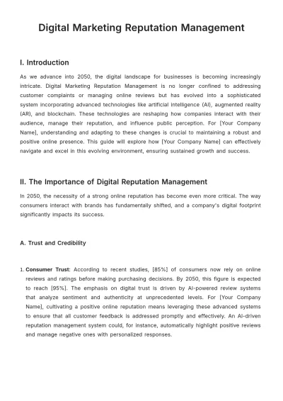 Free Digital Marketing Reputation Management Template to Edit Online