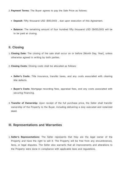 Free Real Estate Sales Agreement Template to Edit Online