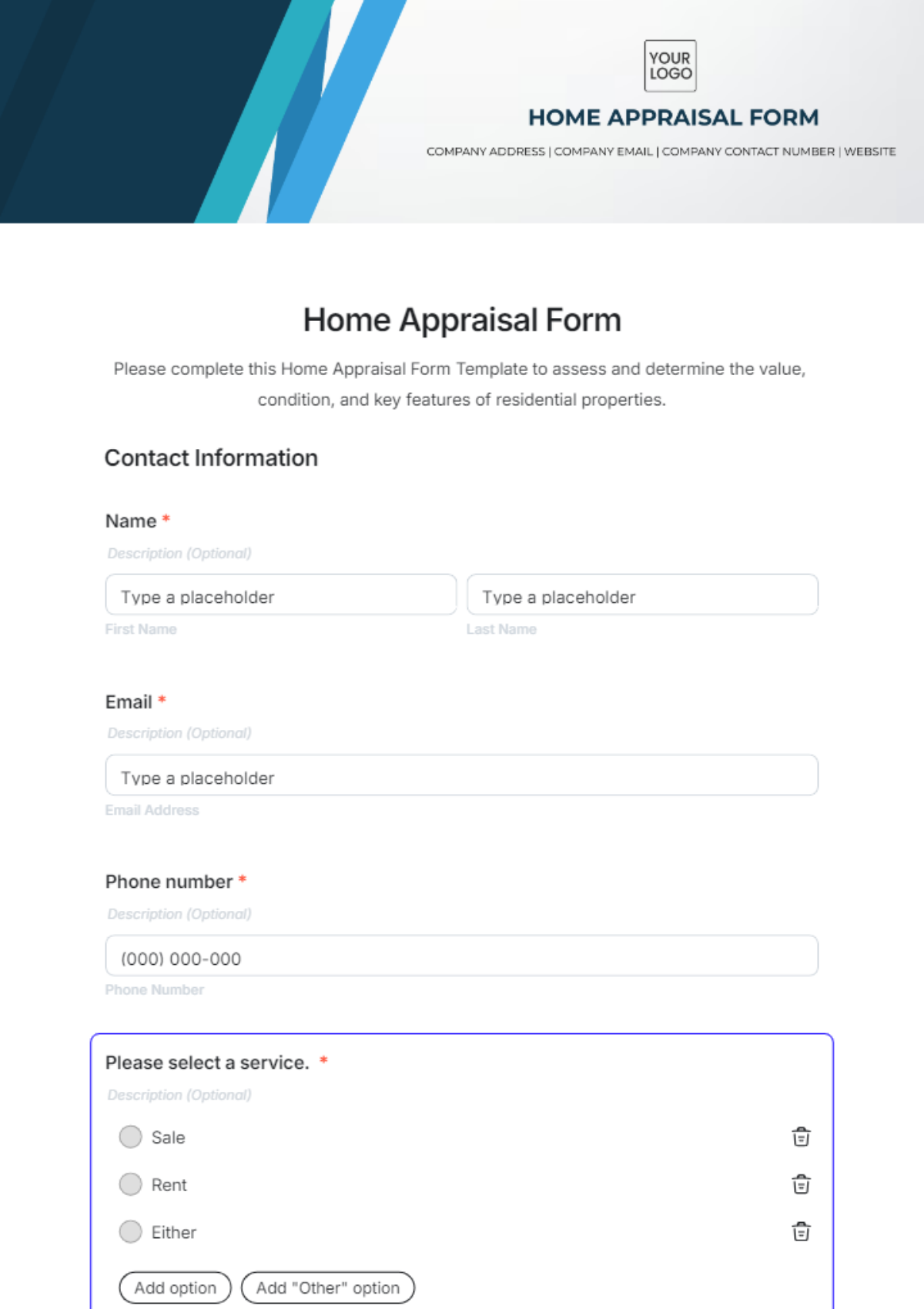 Free Home Appraisal Form Template