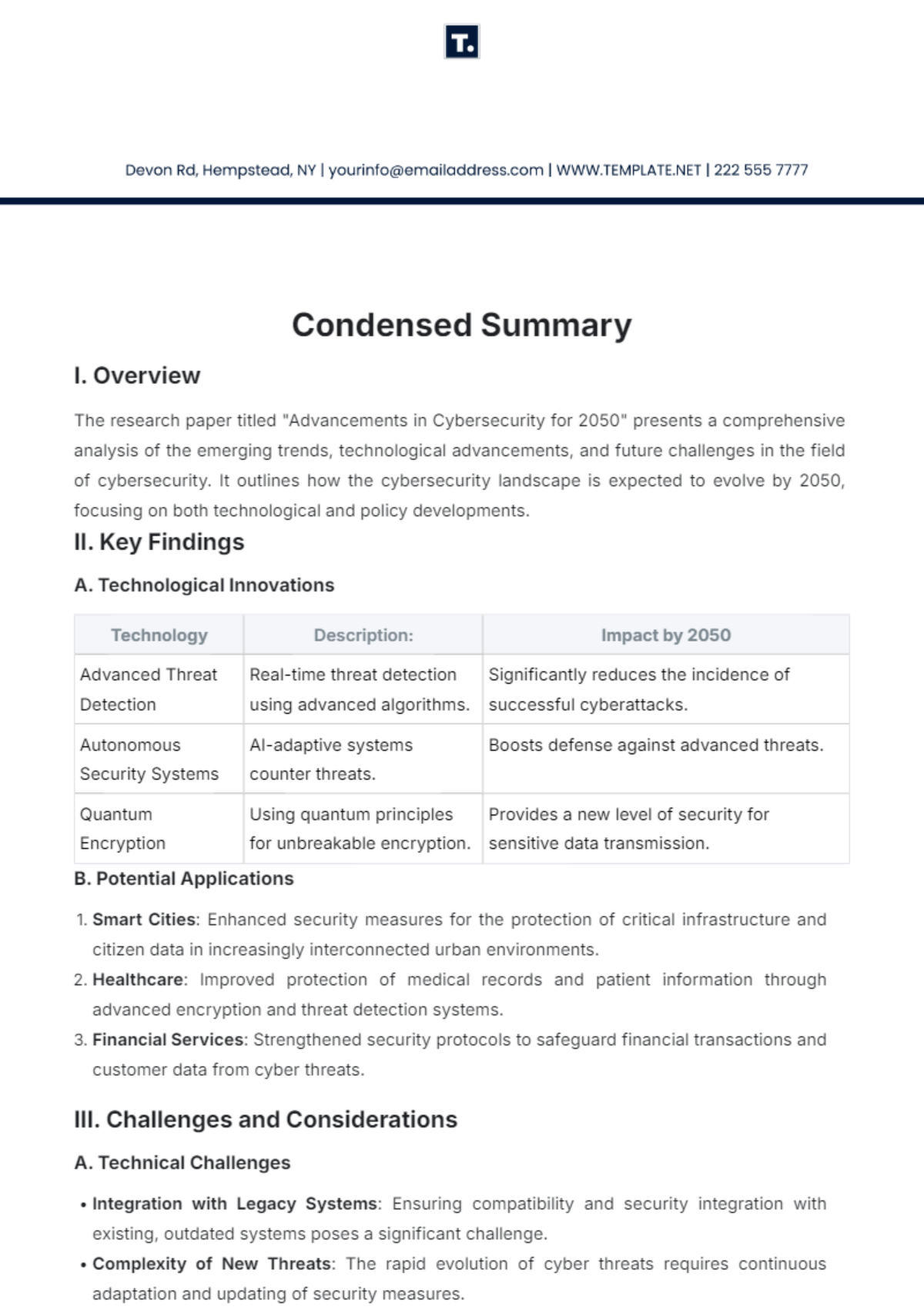 Condensed Summary Template - Edit Online & Download