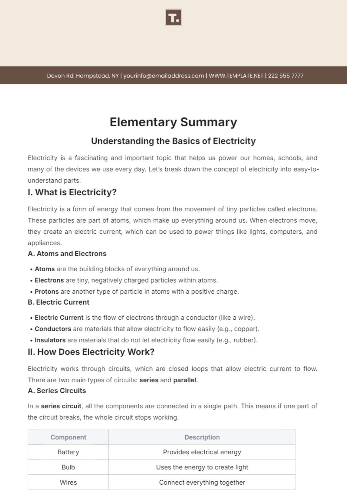 Elementary Summary Template - Edit Online & Download