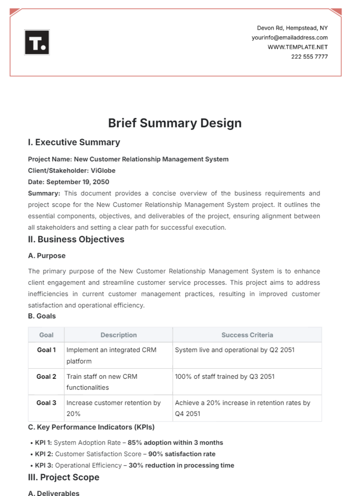 Brief Summary Design Template - Edit Online & Download