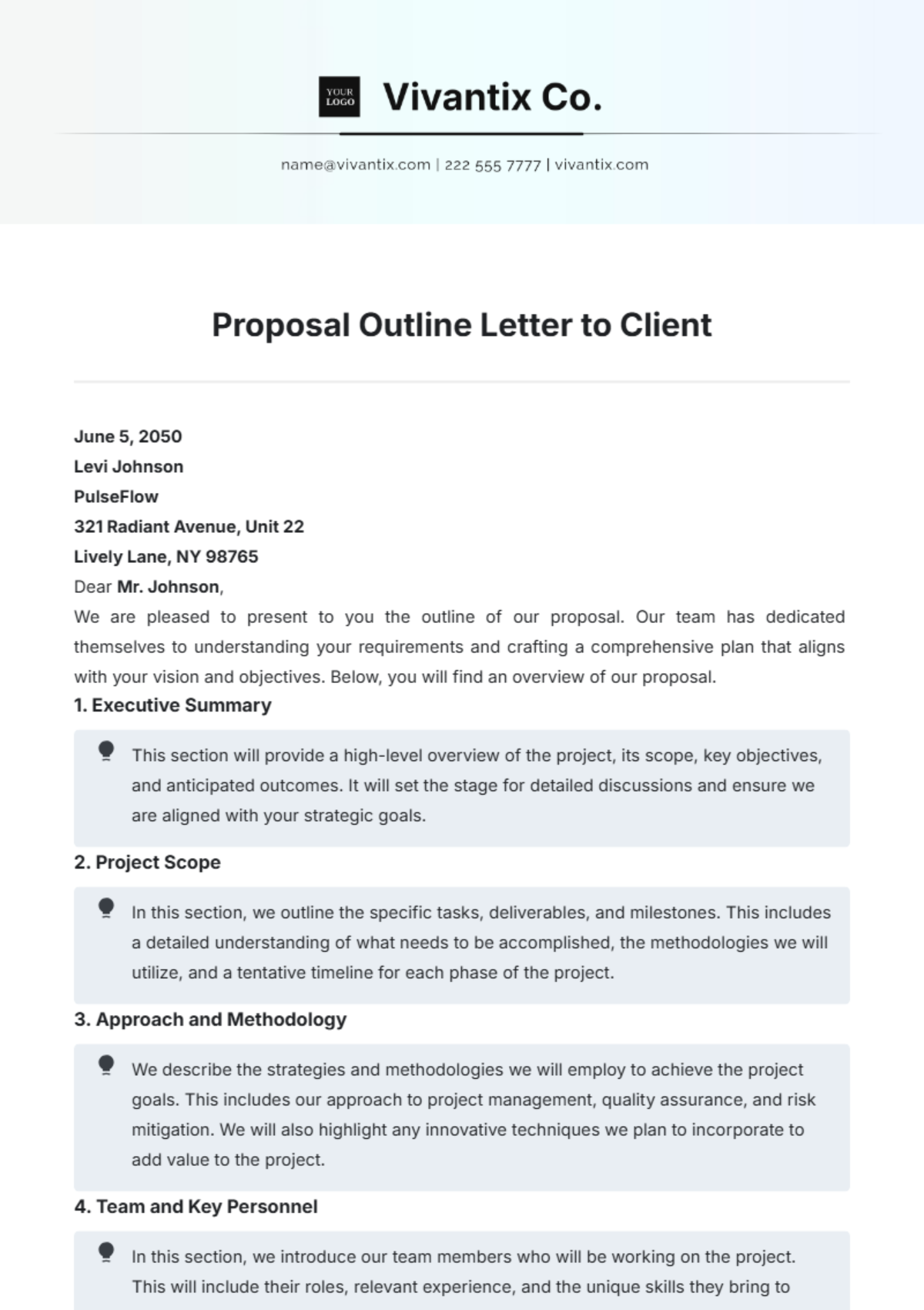 Proposal  Outline  Letter to Client Template - Edit Online & Download