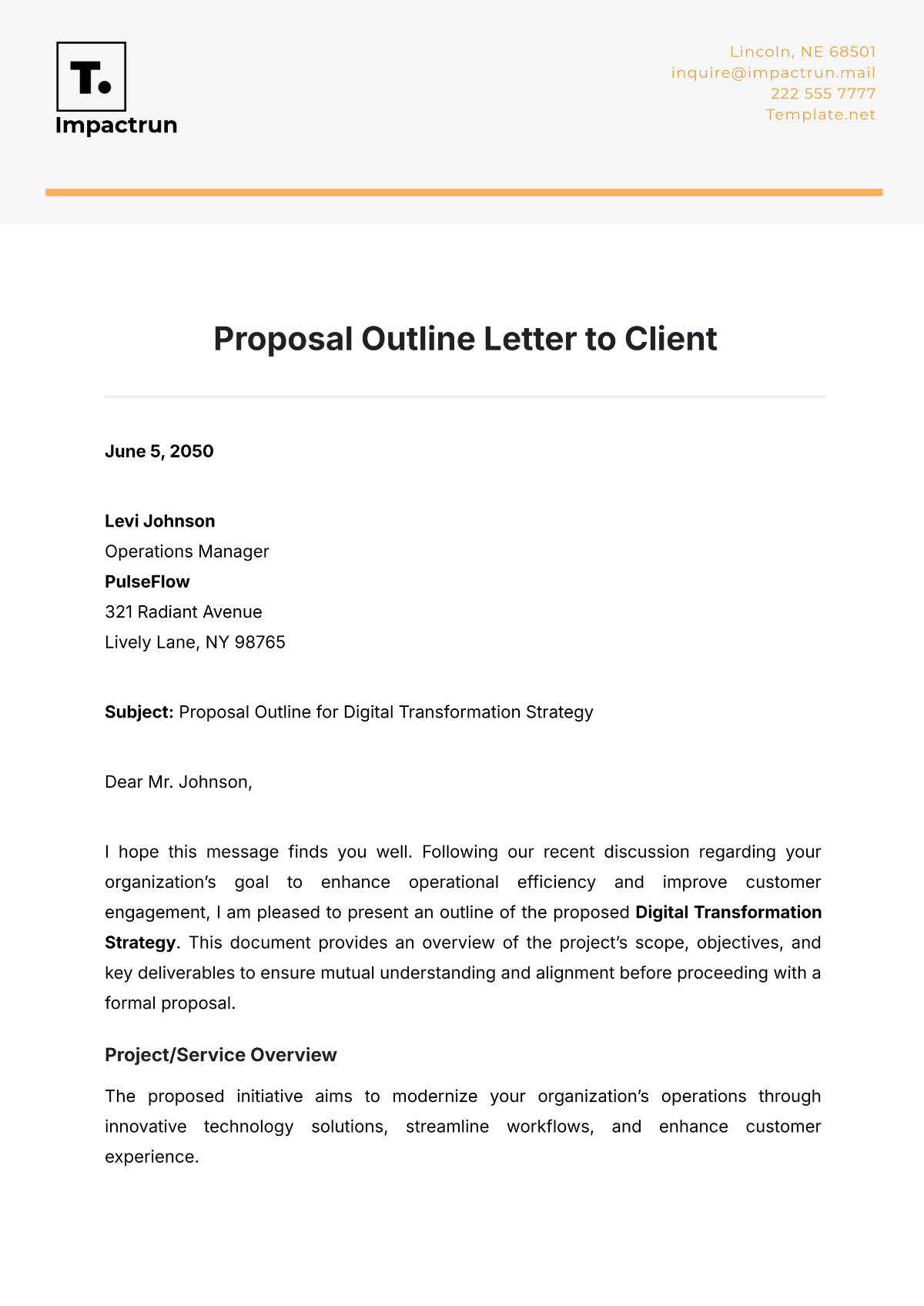 Proposal Outline Letter to Client Template - Edit Online & Download