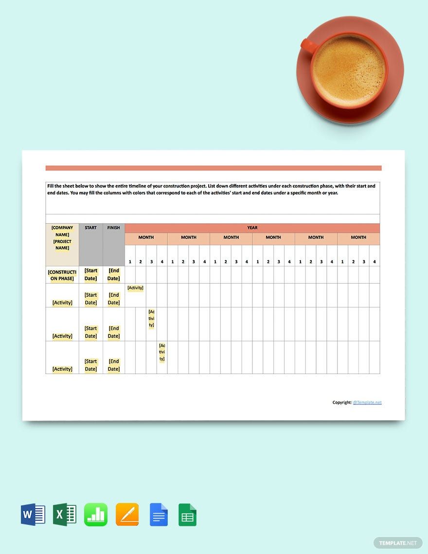 Simple Construction Schedule Template