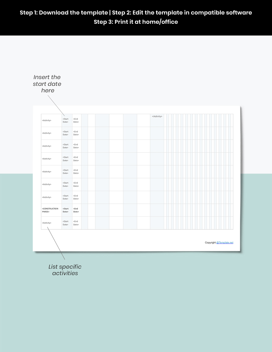 Printable Construction Schedule Template