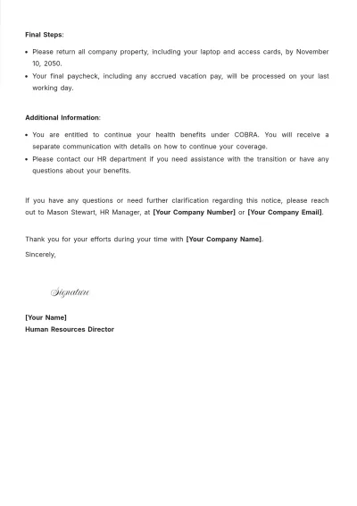 Free Employee Notice Letter Design Template to Edit Online