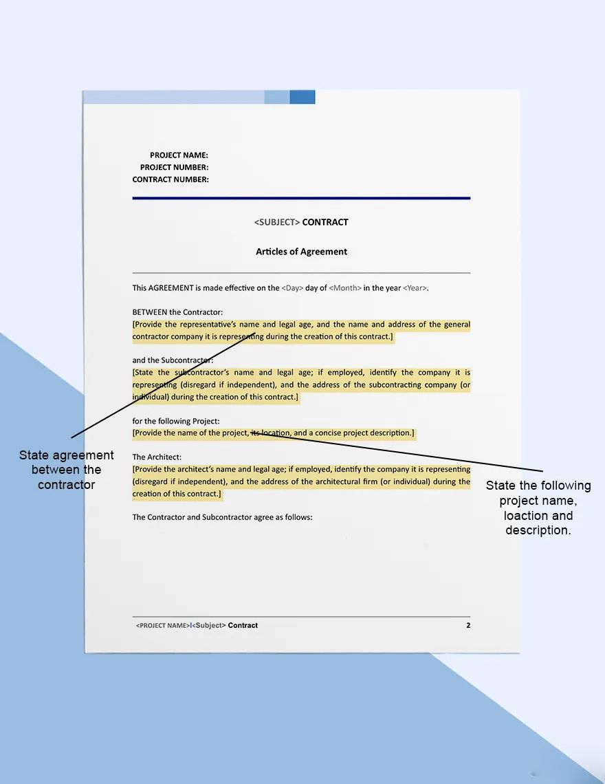 Simple Subcontract Agreement Template