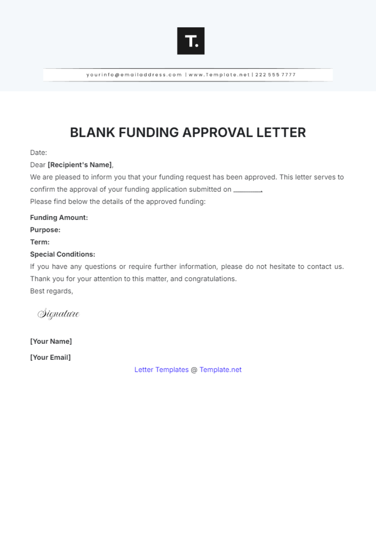 Blank Funding Approval Letter Template - Edit Online & Download