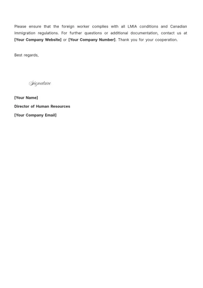 Free LMIA Approval Letter Template to Edit Online