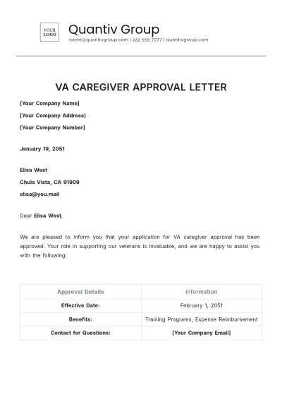 Free VA Caregiver Approval Letter Template to Edit Online