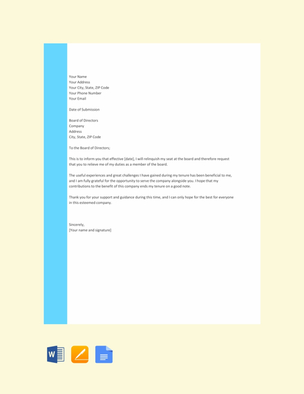 FREE Director Resignation Letter Template - PDF | Word ...