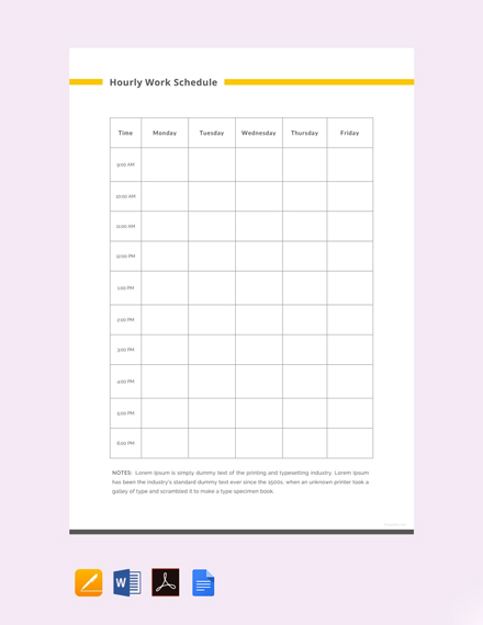 FREE Work Schedule Templates - PDF | Word (DOC) | Excel | PSD | Google ...