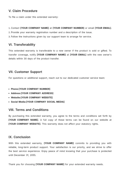 Free Warranty Coverage Layout Template to Edit Online