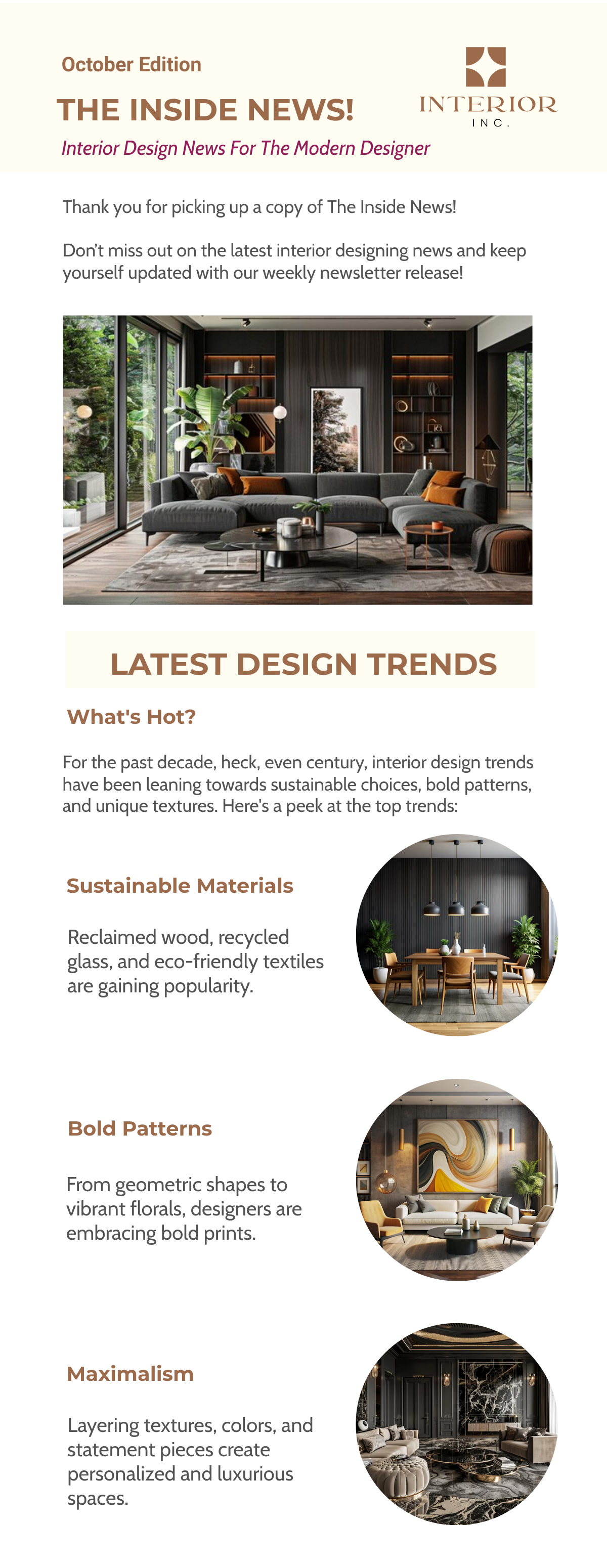 Interior Design Newsletter