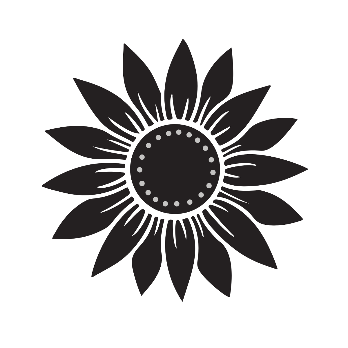 Black & White Sunflower Clipart