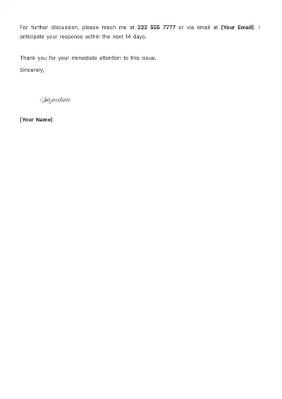 Free Format Notice of Complaint Letter Template to Edit Online
