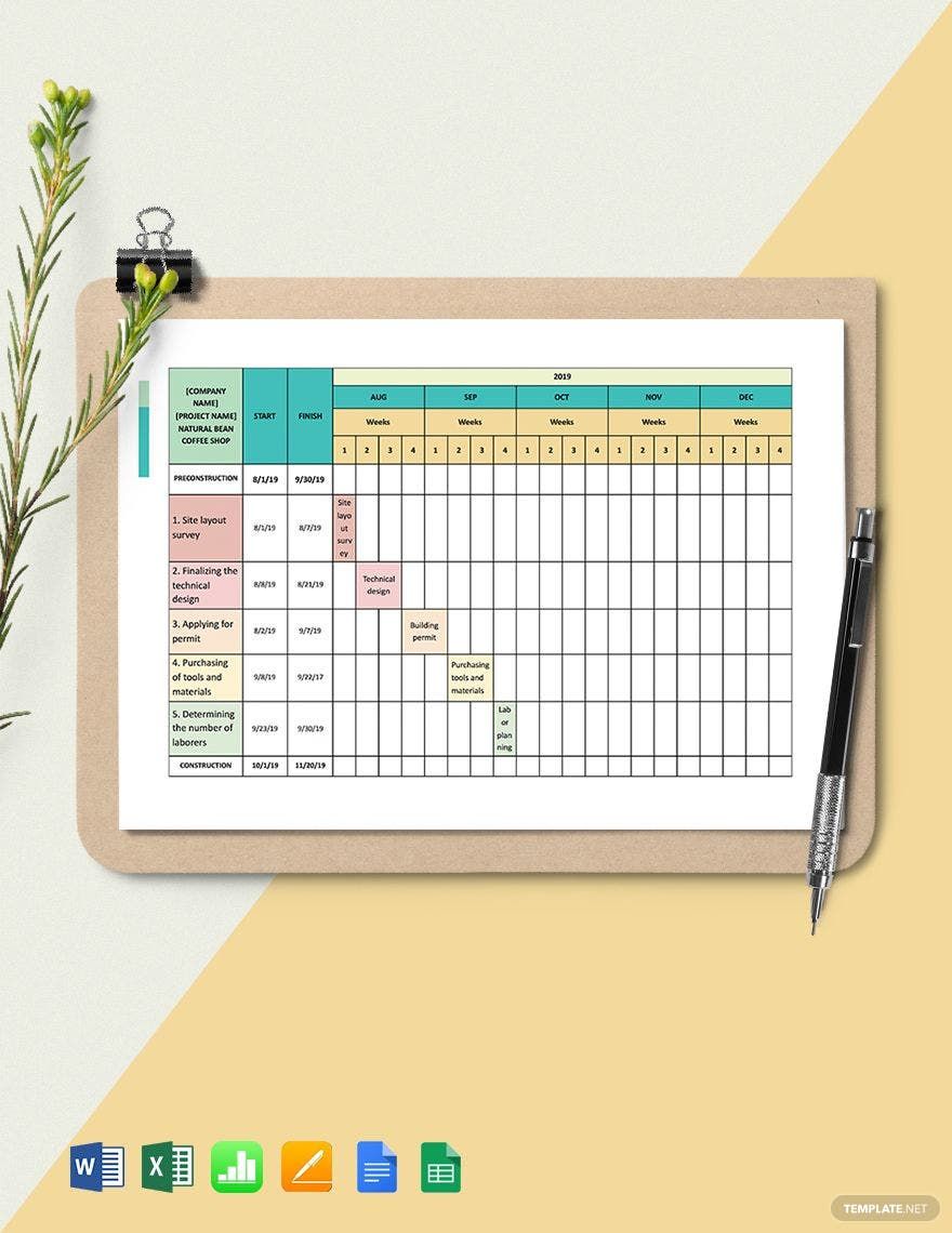 Two-Week Construction Schedule Template