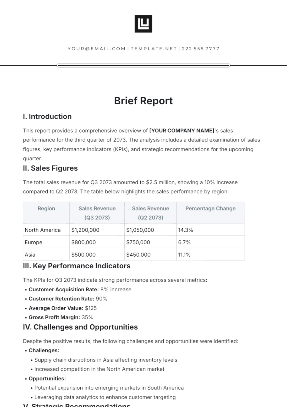 Free Brief Report Template - Edit Online & Download | Template.net