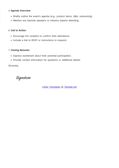 Free Product Demo Event Letter Outline Template to Edit Online