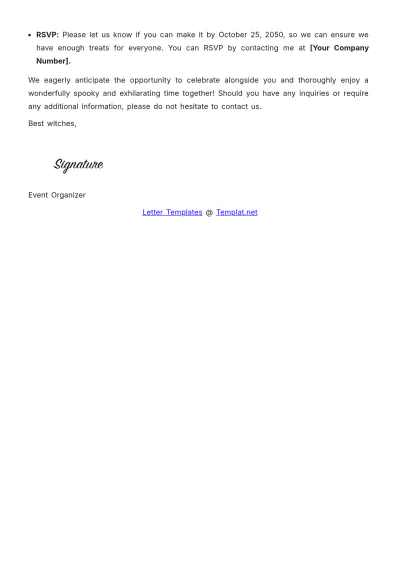 Free Event Letter for Halloween Party Template to Edit Online