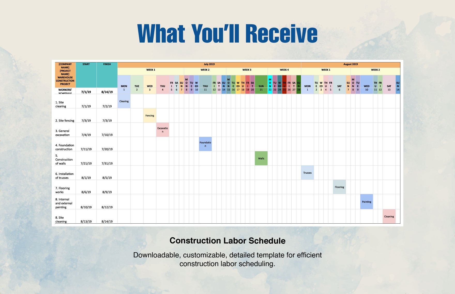 Construction Labor Schedule Template
