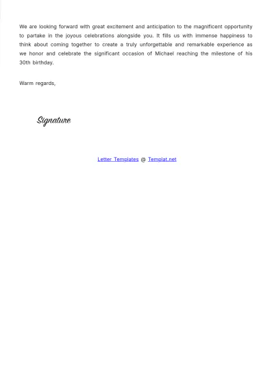 Free Event Letter for Birthday Party Template to Edit Online