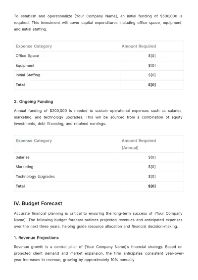 Free Architecture Firm Financial Plan Template to Edit Online