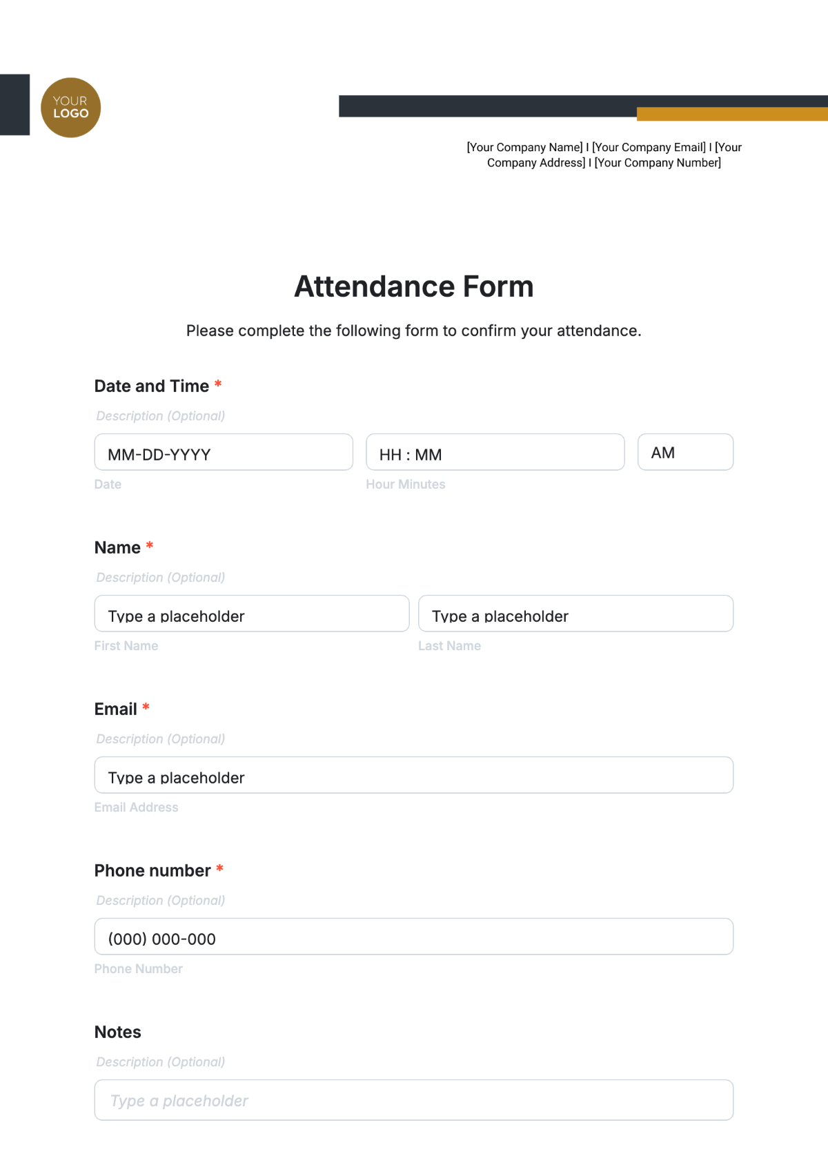 Attendance Form Template