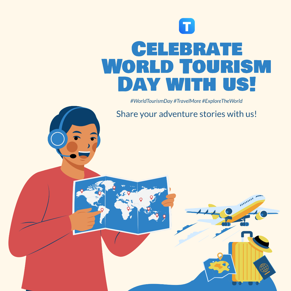 World Tourism Day Instagram Post Template - Edit Online & Download