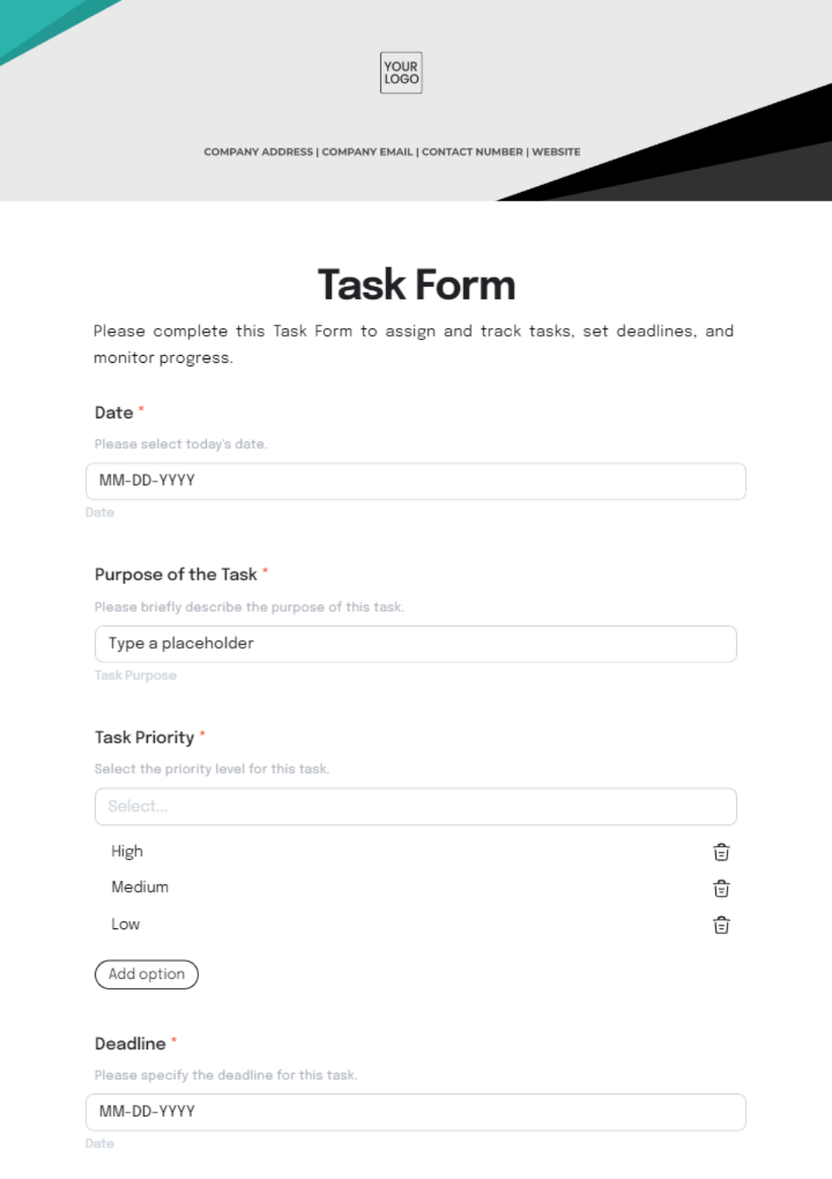 Task Form Template