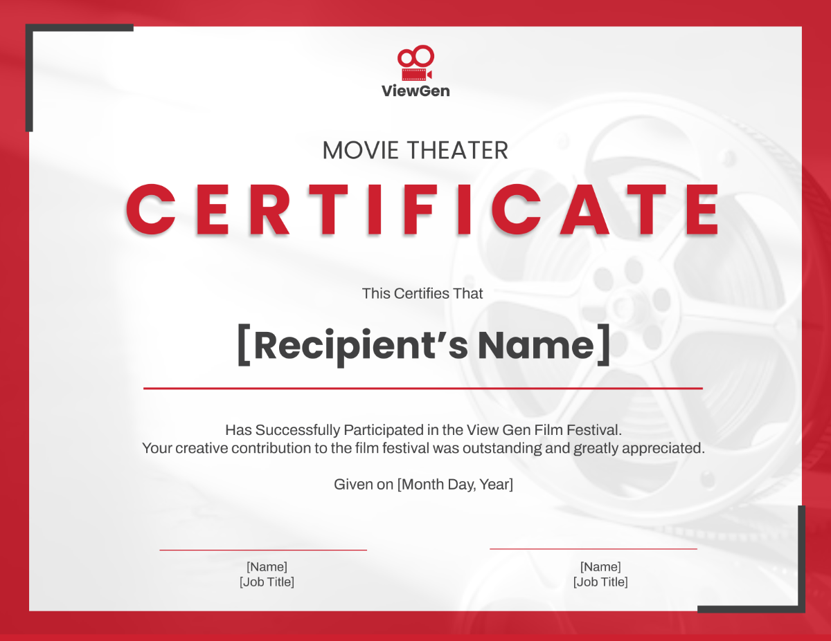 Movie Theater Certificate