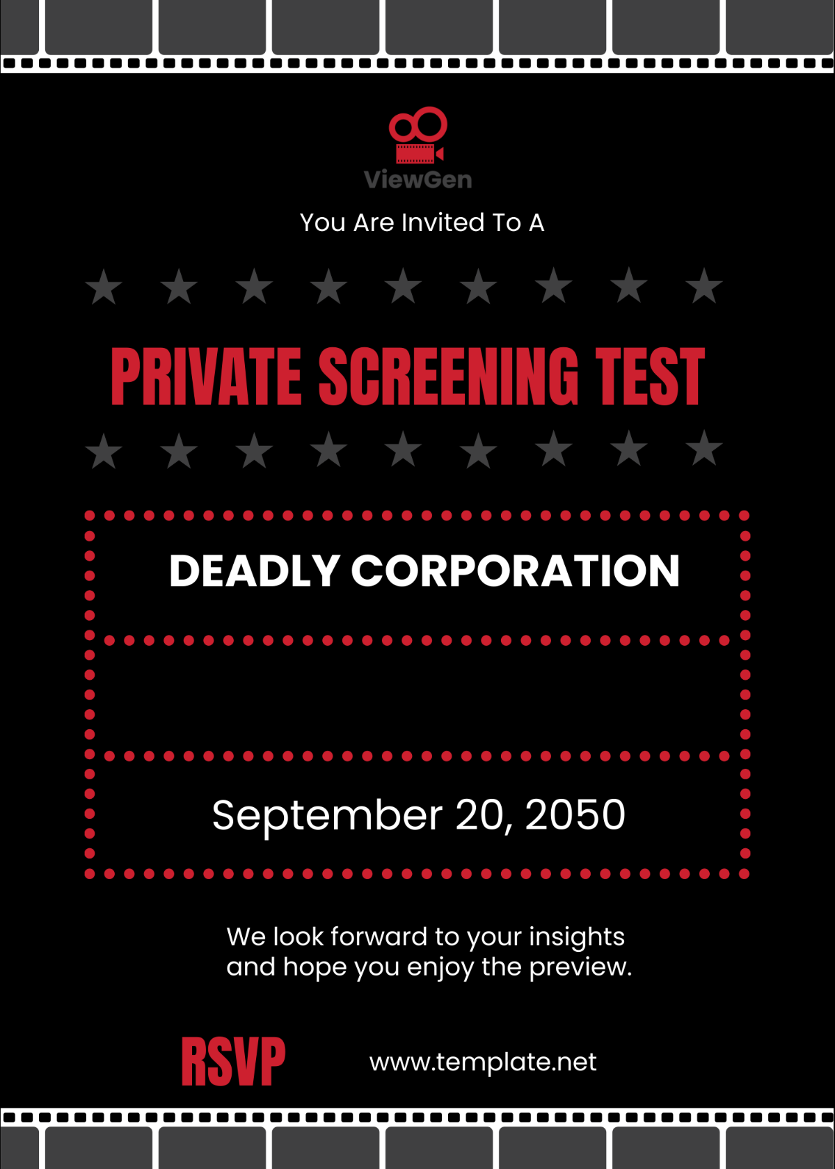 Movie Theater Screening Invitation Template - Edit Online & Download