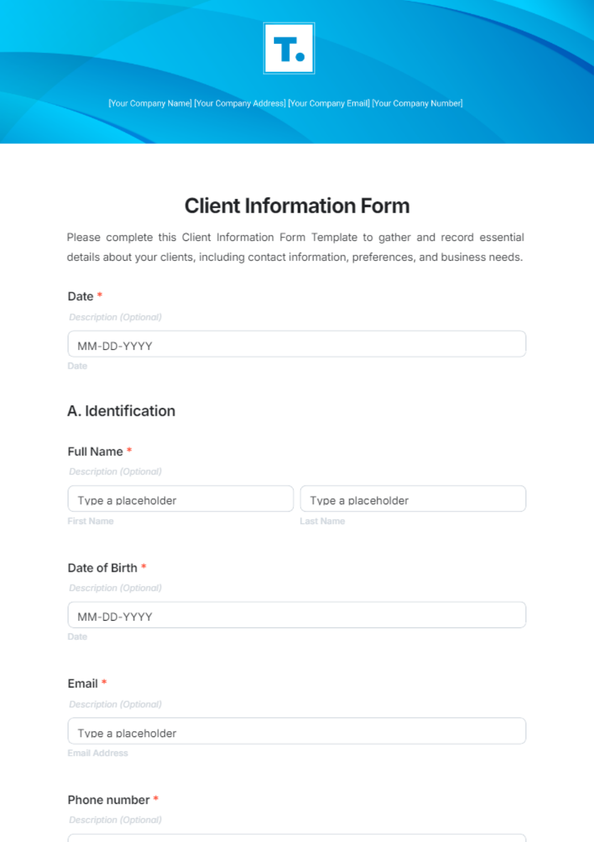 Client Information Form Template - Edit Online & Download